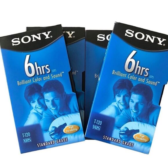 4 pack New Sony T120VL WA Standard Grade VHS Video Tapes 6 Hours - Picture 1 of 5